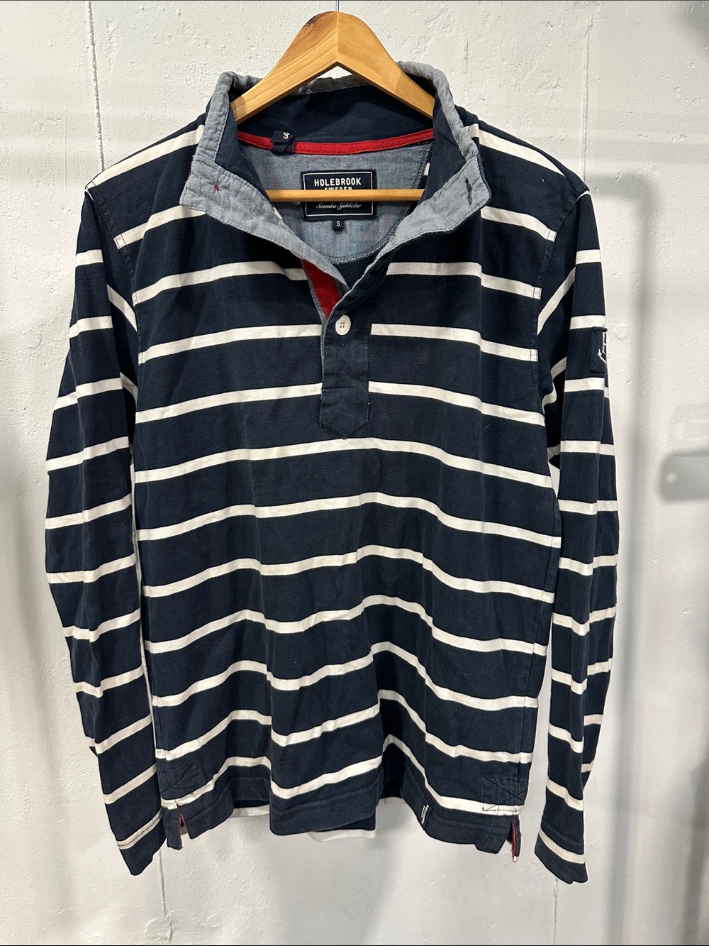 Holebrook Sweden Navy & White Striped Long-Sleeve Rugby Shirt men s